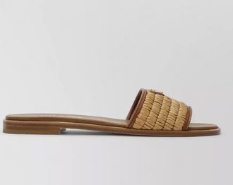 Prada woven texture flat sole open toe slides