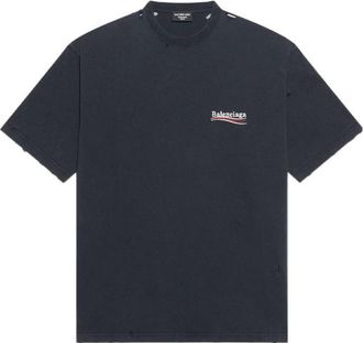 Balenciaga Political Campaign T-shirt Large Fit Washed Black 641675TKVJ19034