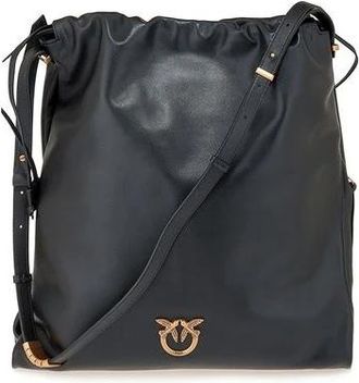 Pinko Slouchy Extra Vitello Morbido - Dames - Schoudertassen - Zwart - ONE Size - Katoen - Tassen