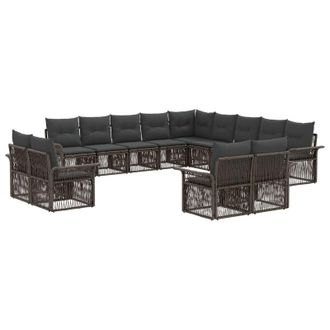 vidaXL Conjunto De Sof&aacute;s De Jard&iacute;n 13 Pcs Gris Y Gris Oscuro Vidaxl