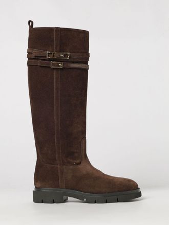 Fabiana Filippi Suede Leather Knee-High Boots with Lug Sole and Round Toe