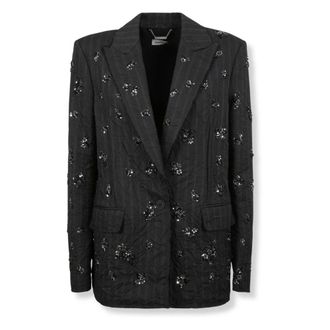 SIMKHAI Jassen, Dames, Grijs, S, Leer, Murphy Embellished Blazer