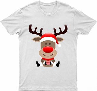 Urban Road Mens Christmas Novelty Reindeer Printed Festive Short Sleeve Cotton T-Shirt (M, White)