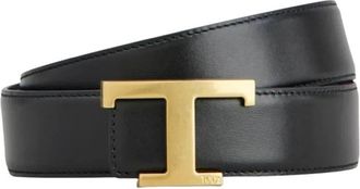 Tod's Tijdloze Omkeerbare Leren Riem met T-Gesp - Heren - Riemen - Zwart - 100 CM - Accessoires