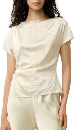 LilySilk Ying Jacquard Silk Top in Lily White at Nordstrom, Size Large