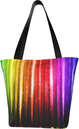 AOOEDM Rainbow Glitter Reusable Tote Bag Women Casual Handbag Shoulder Bags for Shopping Groceries Travel Outdoors