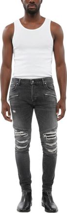 Balmain Grey Skinny Distressed Jeans