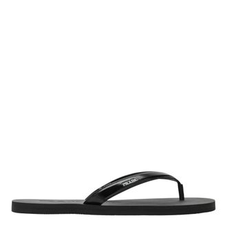 Prada Flip Flops, male, Black, Size: 10 US Brushed Leather Flip-Flop