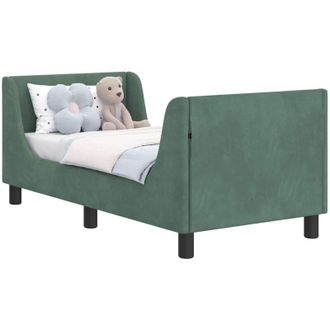 vidaXL Toddler Bed Frame with Headboard Sea Green 70 x 140 cm Velvet vidaXL