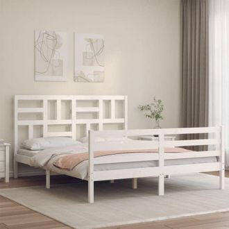 vidaXL Bed Frame without Mattress White 160x200 cm Solid Wood Vidaxl