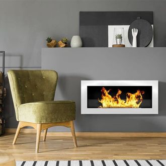 Dmora Chimenea De Bioetanol Seulo, Capacidad 0.75 L, Superficie 25 M&sup2;, Potencia 2.5 Kw, 90x12x40 Cm Blanco