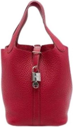 Herm&egrave;s Pre-owned Picotin Lock 18 - Dames - Vintage Tas - Rood - ONE Size - Leer - Vintage