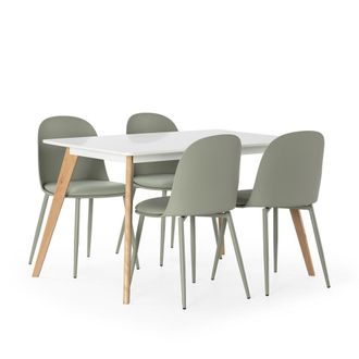 HOMN Juego de mesa 120x80 cm y 4 sillas de comedor color verde