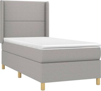 vidaXL Vidaxl - Cama Box Spring Colch&oacute;n Y Luces Led Tela Gris Claro 90x200 Cm