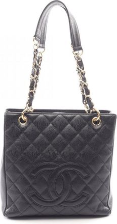 Chanel Matelasse Black Grained Calfskin Handbag Tote Bag (Pre-Owned)