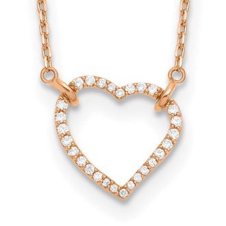 Diamond2Deal 14k Gold 1/5 Ct Lab Grown Diamond Heart Pendant Necklace 18 Clarity VS, Color D-E