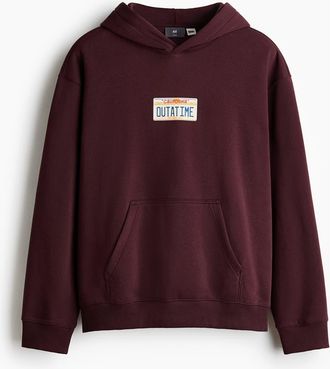 H&M Loose Fit Hoodie in Burgundy/california at Nordstrom, Size Xxx-Large