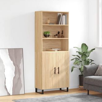 vidaXL Aparador Alto Madera Contrachapada Color Roble 69,5x34x180 Cm Vidaxl