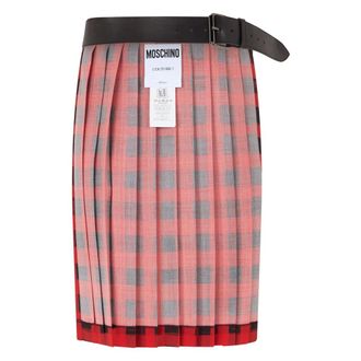 Moschino Midi Skirts, male, Red, Size: 2XL Pleated Midi Skirt