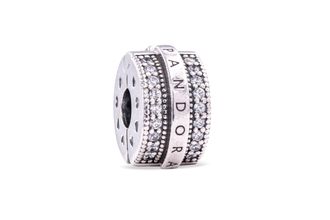 Pandora Sparkling Pave Lines & Logo Clip Charm
