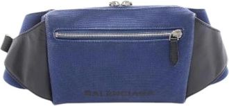 Balenciaga Pre-owned Belt Bags, female, Blue, Size: ONE SIZE Pre-owned Canvas Leather Belt Bag