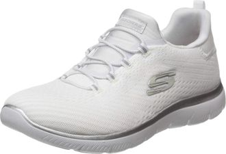 Skechers Womens Summits Fast Attraction Trainers, White Mesh Silver Trim, 2.5 UK