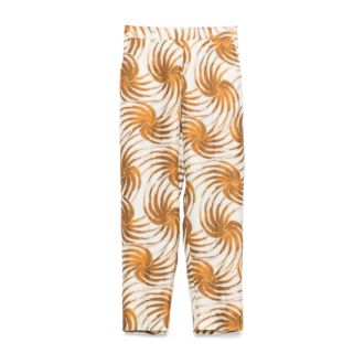 Alberto Biani Beige Abstract Patroon Broek - Dames - Broeken - Veelkleurig - S - Broeken