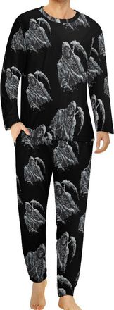 Generic Grim Reaper Mens Pajama Set Novelty Soft Long Sleeve Sleepwear Lounge PJ With Pocket 5XL