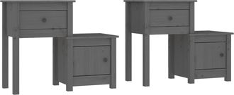 vidaXL Mesitas De Noche 2 Uds Madera De Pino Gris 79,5x38x65,5 Cm Vidaxl