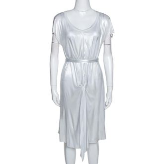 Joseph Metallic Silver Draped Front Mini Dress
