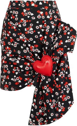Moschino Korte Rok met Draping - Dames - Korte rokken - Zwart - S - Katoen - Rokken