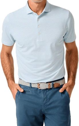 Johnnie-O Stetson Stripe Performance Mesh Polo In Tide