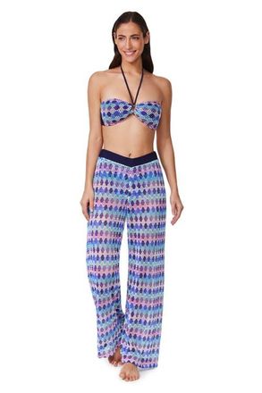 Gottex Retro Riviera Netted Crochet Beach Pant Cover-Up in Blue-Multi at Nordstrom, Size Medium