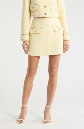 Avec Les Filles Tweed Mini Skort in Light Yellow at Nordstrom, Size 10