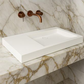Ambra Ambra - Lavabo De Pared Negro De 80 Cm En Solid Surface - Passoa Ii D