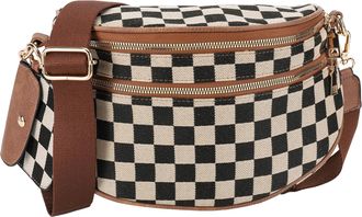 Generic Women Casual Shoulder Bag Checkered Crossbody Commute Bag with Small Bag (Brown)