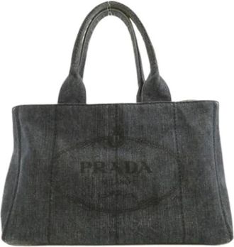 Prada Pre-owned Tote Bags, female, Blue, Size: ONE SIZE Pre-owned Denim Tote Bag