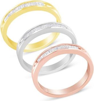 House of Brilliance 10K Gold over Silver 5/8 Cttw Diamond Stackable Band Ring Set in Yellow Gold Over Silver at Nordstrom, Size 7.25