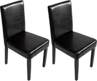 Hhg Set 2x sedie Littau ecopelle soggiorno cucina sala da pranzo 56x43x90cm nero piedi scuri
