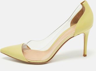 Gianvito Rossi Green Leather And Pvc Plexi Pumps