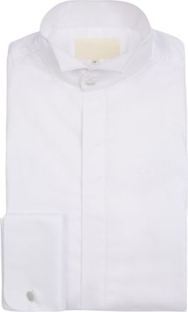 Generic Mens Classic White Wing Collar Formal Dress Shirt, Long Sleeve, Double Cuff, Cotton Blend, Poplin Professional Business Wear (UK, Neck, 19.5, Regular,