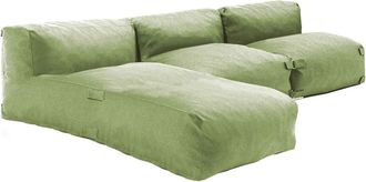 Oviala Mueble de jardín modular de 3 plazas con chaise longue verde cactus