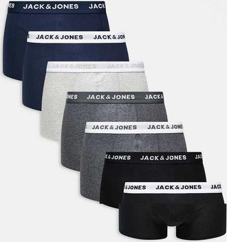 Jack & Jones Confezione da 7 boxer aderenti grigi, blu navy e neri-Multicolore
