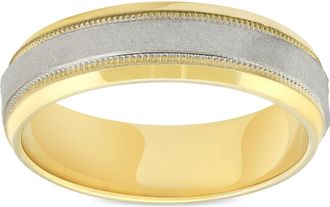 Pompeii3 Platinum & 18k Yellow Gold 6MM Sandblast Brushed Mens Wedding Band