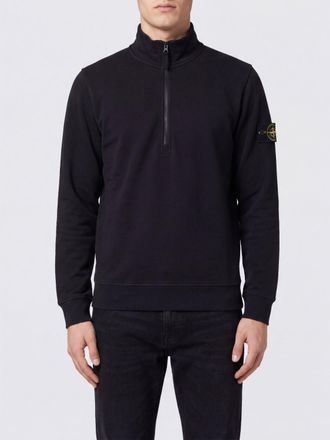 Stone Island Felpa a dolcevita in cotone con mezza zip e patch logo Compass