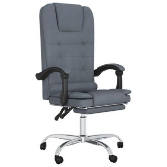 vidaXL Silla De Oficina Reclinable Con Masaje Terciopelo Gris Oscuro Vidaxl