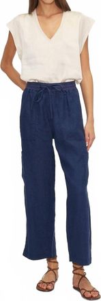 M&eacute;lissa Nepton Linen Pants With A Tie Waist In Navy