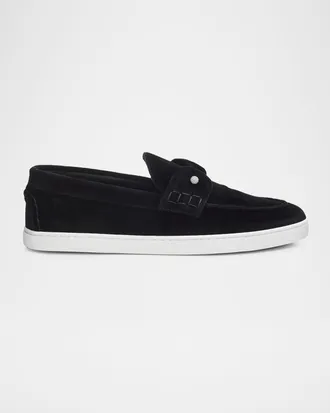 Christian Louboutin Men & apos;s Chambeliboat Night Strass Velvet Boat Shoes