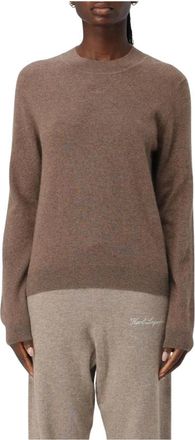 Karl Lagerfeld Cashmere Knitwear, female, Beige, Size: S Cashmere Crew Neck Sweater