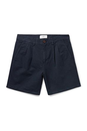 Mr P. Straight-Leg Pleated Cotton and Linen-Blend Twill Shorts